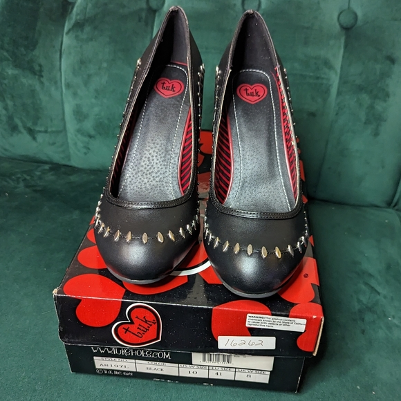 TUK metal stitch heels Black PU US 10 - Picture 8 of 10